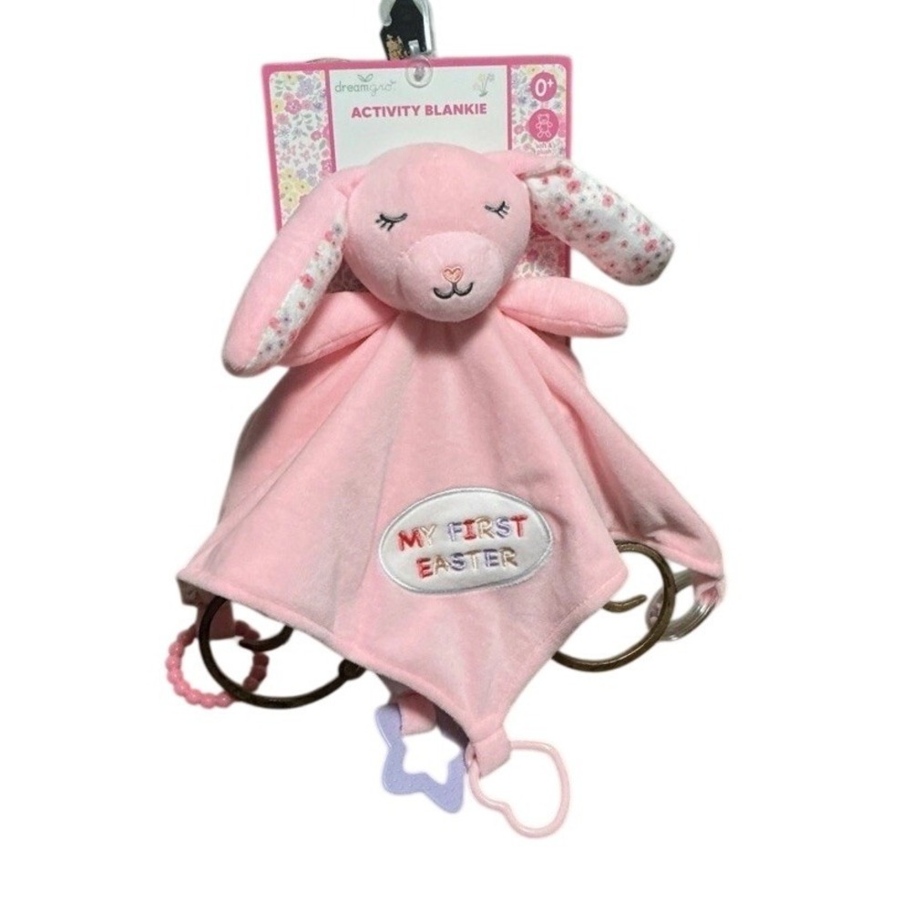 Dreamgro Pink‎ Bunny Lovey My First Easter Baby Girl Plush Security Blanket NWT